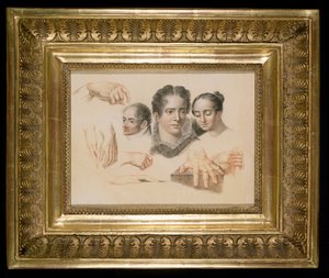 Studies van vrouwelijke en mannelijke hoofden en handen, 1815 door Abraham Constantin